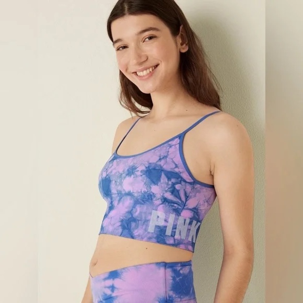Victoria secret PINK seamless tie dye purple sports bra size small